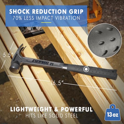 ESTWING Titanium Hammer, 13oz Professional Hammer, Smooth Face Black, TIBK - color: Black, size: Smooth Face