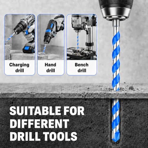 Concrete Drill Bit Set 5 Pcs, 3/8" Masonry Drill Bits, Hex Shank - size: 3/8", 5 Pcs