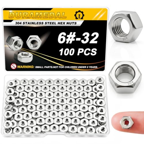 100Pcs 6-32 UNC Hex Nuts 304 Stainless Steel A2-70 Small - size: SAE 6#-32;100pcs