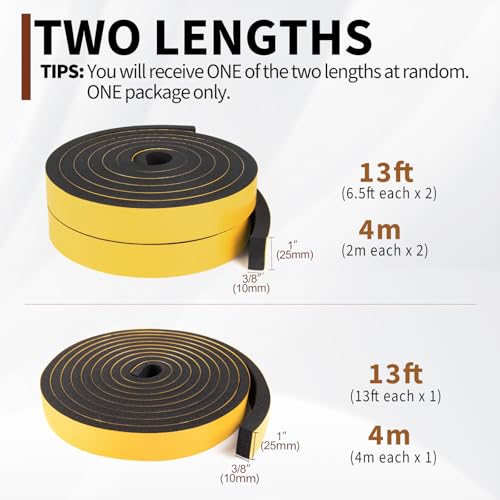 Yotache Foam Strips with Adhesive 1" W X 3/8" T, 13 Ft Length - size: 1"x3/8"x13 FT