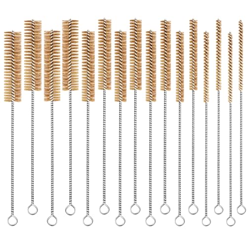 16pcs Brass Wire Brush Tube Cleaning Brush 12" Round Brushes Kit - size: 16