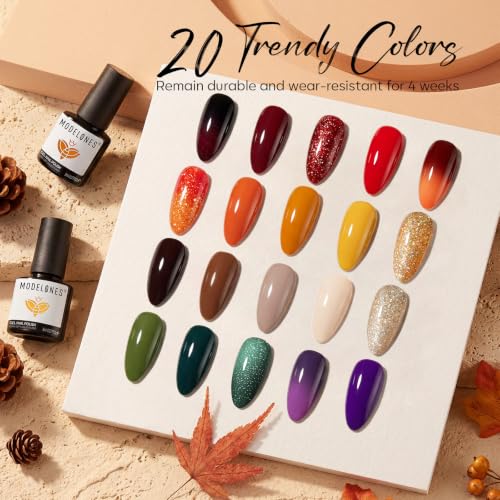 modelones Gel Nail Polish Changing Glitter 20 Colors Primer Top Base Coat - color: A0- Colors Changing Colors