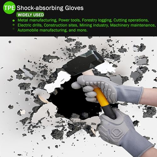 Pro-Grade TPE Anti-Vibration Non-Slip Gloves, Heavy Duty Work Gloves, Reinforced Grip for Construction/Machinery - color: Shockproof& Crashproof-l