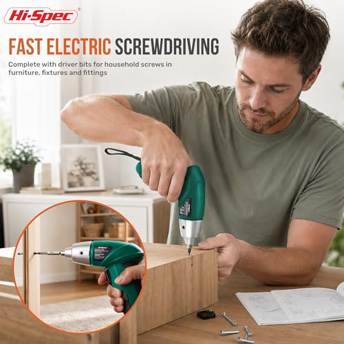 Hi-Spec 4V USB Electric Screwdriver Tool Kit for Home Repairs, Green - color: Green