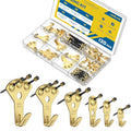 Uniclife 120 Pcs Picture Hanging Kit, 10 lb, 20 lb, 30 lb, 50 lb, 75 lb, 100 lb Heavy Duty Picture Hangers for Drywall & Wood, Picture Hanging Hooks, Frame Hooks for Hanging Photos Mirrors Paintings - size: 120 Pcs, style: Gold