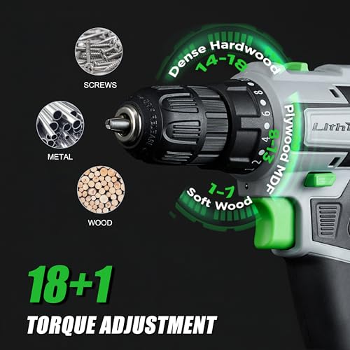 20V Cordless Drill Set, 3/8-Inch Keyless Chuck Electric Drill - color: L901-green