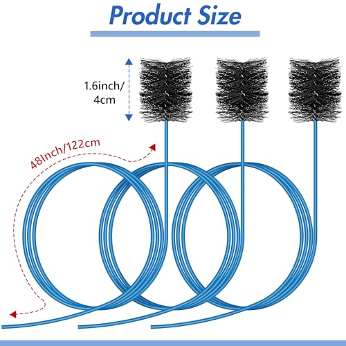 3 Pcs Condensate Trap Flexible Drain Brush, 48 Inch AC Drain Line Cleaning Brush for AC & HAVC Condensate P Trap, Blue - color: Blue, size: 48 Inch
