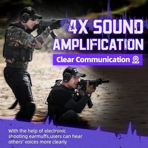 ZOHAN Electronic Shooting Earmuffs with Patches, 2Pack Hearing Protection for Shooters, NRR 23dB Noise Reduction, Gun Range Ear Protection Headphones(Black+Black) - color: With Patches-black&black