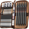 Nicpro 30PCS Black Metal Mechanical Pencil Set in Leather Case - color: Black