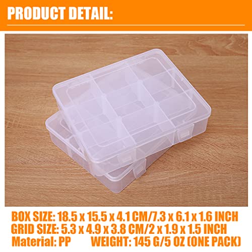 2 Pcs 9 Grids Clear Organizer Box Plastic Storage Container with Adjustable Dividers for Electronics Jewelry Beads Art DIY Crafts Fishing Small Parts - color: 2 Pcs 9 Grids