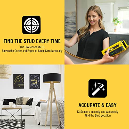 Franklin Sensors ProSensor M210 13-Sensor Stud Finder, Live Wire Detection - color: yellow
