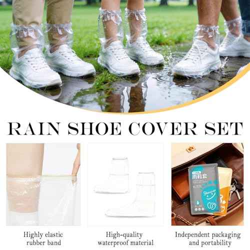Individually Packaged Rain Shoe Covers for Adults, 40 Pcs Clear Disposable Plastic Shoe Ponchos, Wear-resistant & Portable，Perfect for Use in Rain, Snow and Disney (Kids + Adults, M 40Pcs) - size: Kids + Adults M 40Pcs