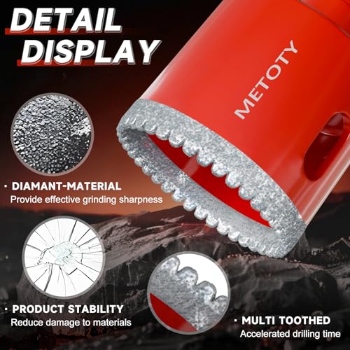 Diamond Hole Saw Drill Bit Set (15 PCS) (1/4"-2") Serrated Diamond Core Bits for Ceramic, Glass, Tile, Marble, Granite | EVA Positioner & Hard Storage Bag | Dry/Wet Dual-Use | High-Precision Drilling - size: (1/4"-2")-15PCS