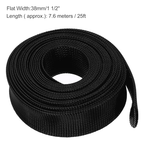 uxcell Expandable Sleeving, 1 1/2-inch 25ft Cable Sleeve, Black - color: Black, size: 1 1/2-inch x 25ft