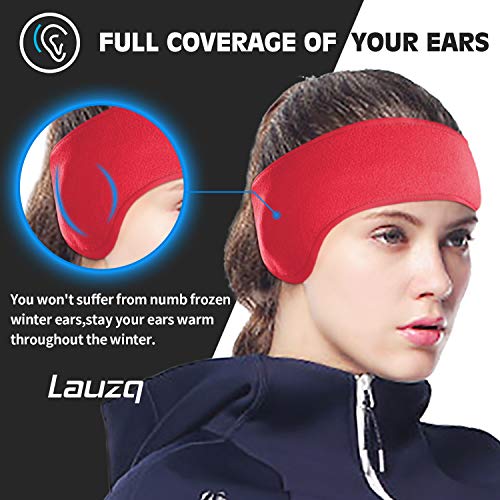 Winter Fleece Ear Warmers Headband Ear Muffs for Men Women Kids, Ear Covers for Cold Weather Ski Running Cycling Work - color: Red
