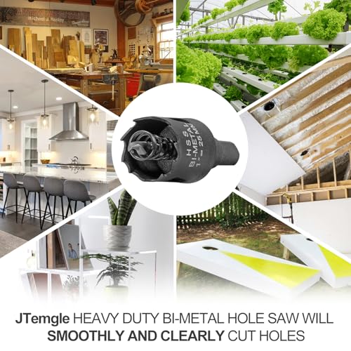 1 Inch Hole Saw with 9.1mm Triangle Shank Arbor, JTemgle Bi-Metal Hole Saw Heavy Duty Hole Cutting Tool for Cornhole Boards, Recessed Lights, Wood, Plastic, Drywall & Soft Metal - size: 1 in