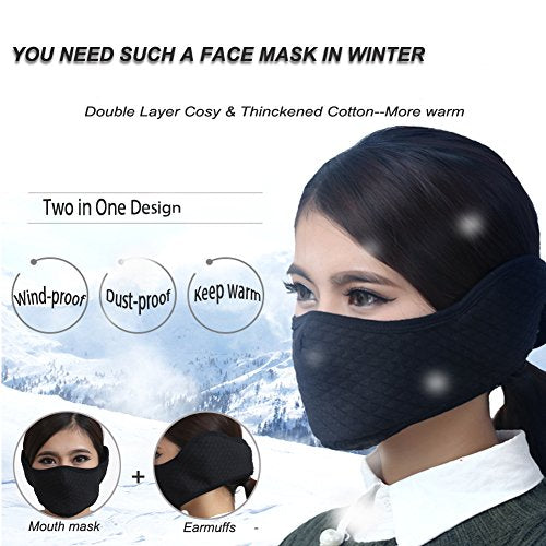 Half Face Mask Mouth Masks with Earmuffs Anti Dust Windproof Ski Mask for Winter Outdoor Sports and Activities