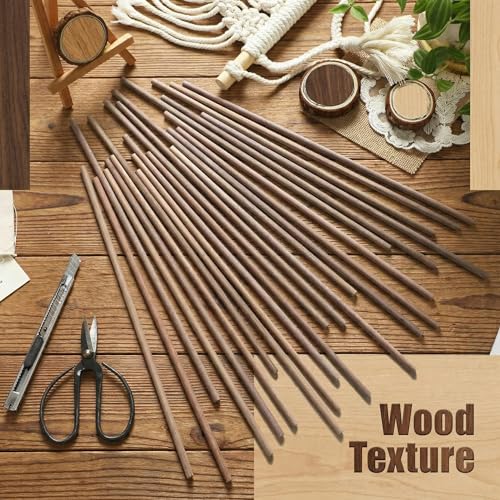 Wenqik 24 Pcs Walnut Dowel Rods 1/4 x 12 Inch Hardwood Stick for DIY Craft - size: 1/4 x 12 Inch