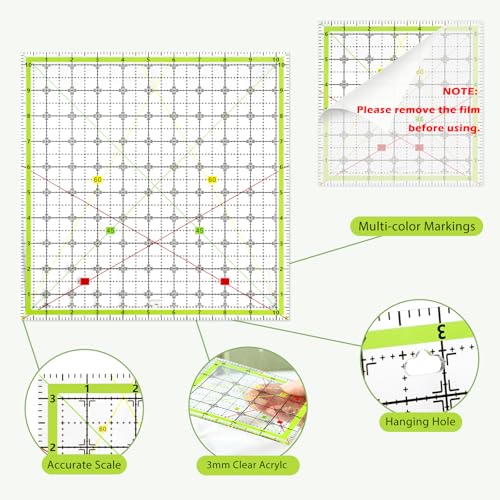 Aixoom Quilting Ruler Set, Square Quilting Templates 3.5/4.5/6.5/10.5"