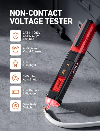 AstroAI Electrical Test Kit ETK2, Non-Contact Voltage Tester Pen & GFCI Outlet Tester, Home Tool Set for Wiring Diagnostics, Circuit Repair & Maintenance - color: Red - Test Kit