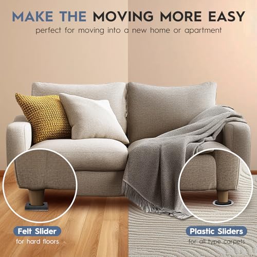 Furniture Lifter Tool + 8-Pack of 4.72" Furniture Sliders for Hardwood Floors and Carpet, Save 80% Effort, Move Heavy Furniture Easily, Reusable Moving Pads, Floor Protectors for Carpet - style: 24 IN Lifter Tool & 8 Sliders