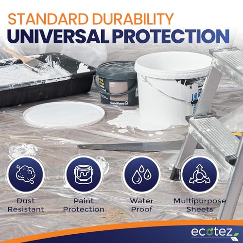 12 Pack 12 x 9 ft Extra Large Plastic Drop Cloth for Painting - size: 12 Pack-Standard
