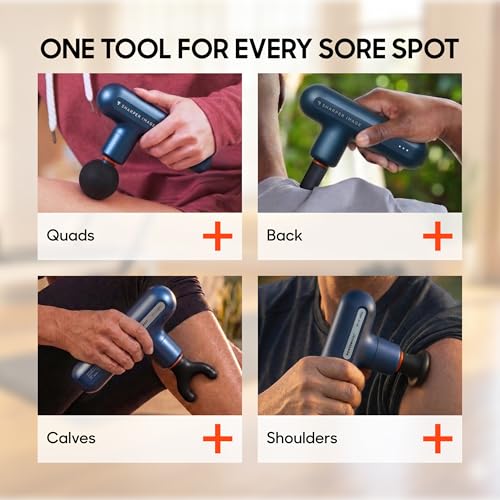 Sharper Image Powerboost Move Mini Percussion Massage Gun, Powerful & Quiet - color: Metallic Navy