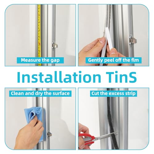 Weather Stripping Door Window Seal Strip, 32.8FT Self-Adhesive Soundproofing Weatherstrip, Draft Blocker Dustproof Strip for Sliding Windows, Doors, Cabinets (0.35" W x 0.35" H) - size: 0.35x0.35x33FT