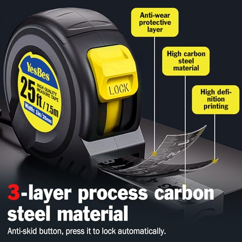 Tape Measure 25 ft, 6 Pack Bulk Easy Read Measuring Tape Retractable, Measurement Tape 25 FT by 1 in