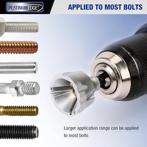PLATINUMEDGE Deburring External Chamfer Tool with 3 Tungsten Carbide Blades,Quick Release 1/4" Hex Shank, Fits 1/8"-3/4" (3-19mm) – Repair Damaged Bolts, Screws, Threaded Rods & Pipe - size: 3 cm x 11 cm x 3 cm