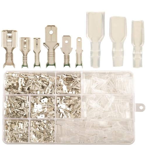Feggizuli 540pcs 2.8mm 4.8mm 6.3mm Male and Female Spade Connectors Kit with Insulating Sleeve, Crimp Terminals Electrical Connectors, Electrical Terminals for Electrical Wiring