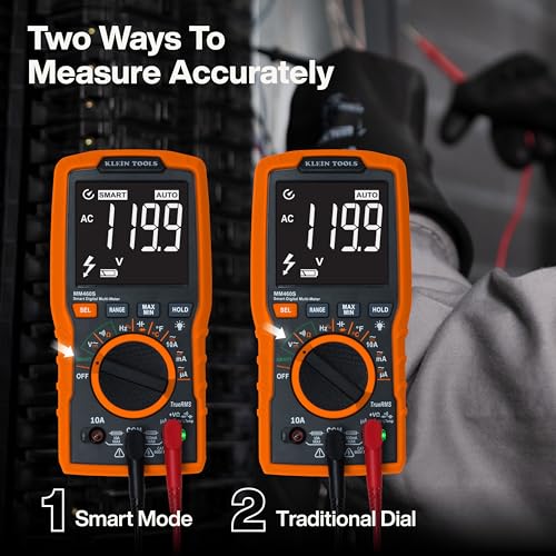 Klein Tools MM460S Smart Digital Multimeter, 600V AC/DC Auto-Ranging TRMS, Voltage Tester, Backlit Display, Hands-Free Operation, Professional Electrical Tester - size: Smart Meter