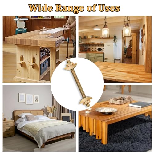 13 Pcs Furniture Fastening Connectors with Wrench,Countertop Connector,Table Top Fasteners for Butcher Blocks, Tables, and Bed Frames with Bolt and Nut Hardware, Draw Bolts, and Miter Bolts