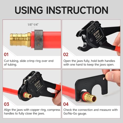 iCrimp Angle Head F1807 PEX Pipe Crimping Tool with Pliers for Copper Ring