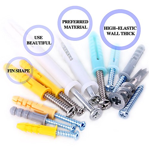 Glarks 220-Pieces Plastic Self Drilling Drywall Ribbed Anchors Hollow-Wall Anchor with Screws Assortment Kit for Drywall, Hollow-wall Hanging Wall Shelf or Blinds