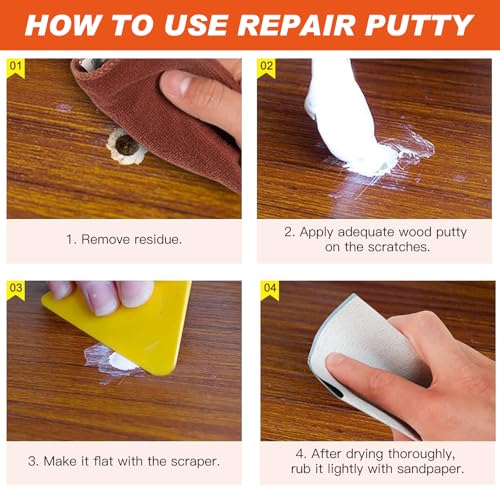 Wood Furniture Repair Kit 12 Colors, Wood Filler Putty with Filler Sticks