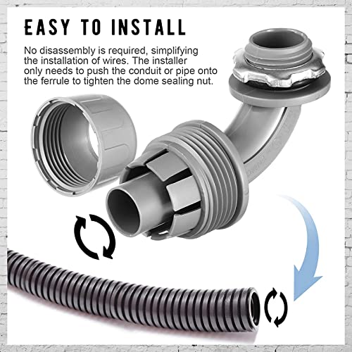 Yaomiao 50 Pcs 1/2 in Liquid Tight Connectors, 90 Degree PVC, 50 Pcs