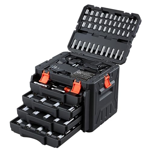 VEVOR 256 PCS Mechanic Tool Set with 4-Drawer Tool Box 1/4" 3/8" 1/2" Drive - size: 256-PCS