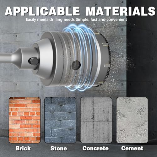 4" Concrete Hole Saw,100mm Masonry Hole Saw, with 220mm SDS Plus Shank Connecting Rod for Concrete Brick Cement Stone Wall Drilling Home Improvement - size: （4" 100mm)