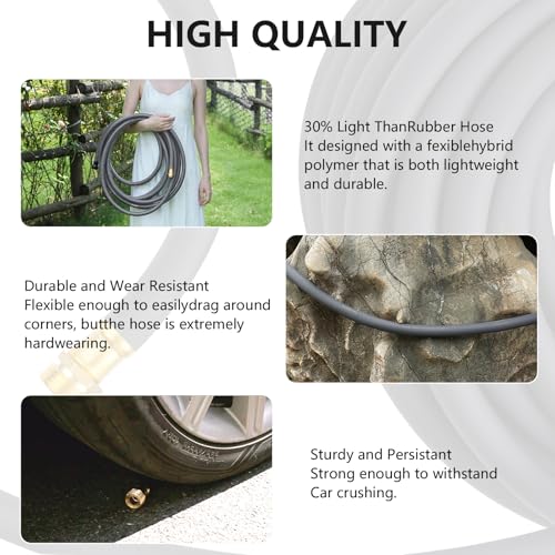 Garden Hose 5/8"x 5ft Brass Rubber Heavy Duty Water Hose 600 PSI Grey - color: Gray, size: 5FT