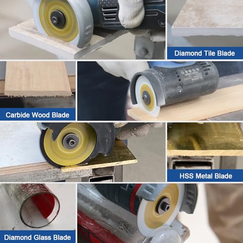 HIGHDRIL 3" 75mm Circular Saw Blade Set 4pcs - Diamond/HSS/Carbide Cutting Disc for Angle Grinder Cutting Soft Metal Copper Aluminum Tile Marble Granite Plastic Wood Glass - size: MIX 4