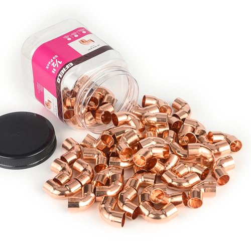 50 Piece EFIELD 1/2" C X C Short Radius Copper 90 Degree Elbow - size: 1/2"x1/2", style: 90 Degree