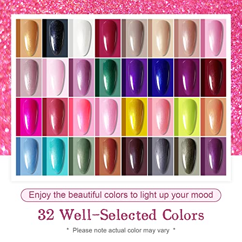 JODSONE Gel Nail Polish Starter Set Ribbon Glitter Summer Light Winter Dark Glossy 36-Piece Multi-color Gel Nail Polish Set - color: B25