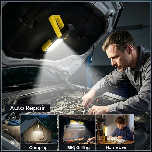 Magnetic Flashlight 6000mAh Rechargeable, LED Underhood Protable Work Light