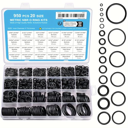 950 Pcs O-Ring O Rings Assortment Kit 20 Sizes Nitrile Rubber - style: 20 Size/950 Pcs