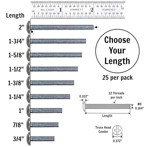 Cabinet Knob & Pull Machine Screws 25-pk (8-32 x 1-1/2") or Choose Your Length; Fasteners for Kitchen & Bathroom Drawer & Door Hardware - size: 8-32 x 1-1/2"