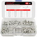 BAALA 150 PCS Non Insulated Butt Connectors Kit,26-8 Gauge Butt Splice Connector Crimp Barrel Splice Connectors, Tinned Copper Marine Grade Seamless Uninsulated Butt Terminals - color: Tinned Copper