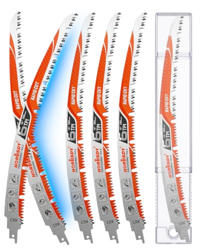 15 Inch Reciprocating Saw Blades, 5 Pack, 6TPI Japanese Teeth Arc Edge CR-V Steel Pruning Saw Blades for Tree Trimming and Wood Cutting, with Storage Case - style: 5-Pc 15" New Version