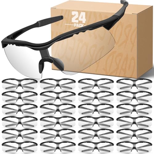 OXG Safety Glasses for Men Women, ANSI Z87 UV Protection Protective Eyewear - color: 24p-clear