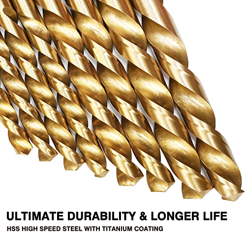 GMTOOLS 99 Pcs Drill Bit Set, 135° Tip Titanium Coated High Speed Steel, Twist Drill Bit Kit for Iron, Aluminum Alloy, Copper, Wood, Plastic, with Hard Storage 1/16"-3/8" - style: 99PCS